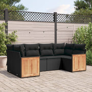 Loungeset 6-delig poly rattan zwart