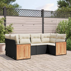 6-piece Lounge Set with cushions poly rattan black