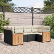Loungeset 6-delig poly rattan zwart