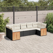 7-piece lounge set with cushions poly rattan black