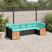 Tuinbankset 7-delig polyrotan zwart acaciahout
