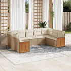 9-Delige Loungeset Met Kussens Poly Rattan Beige