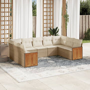 Loungeset 9-delig poly rattan beige