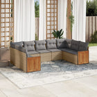 9-piece Lounge Set with Cushions Poly Rattan Beige