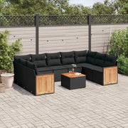 Loungeset 10-delig poly rattan zwart