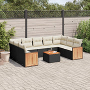 Loungeset 10-delig poly rattan zwart