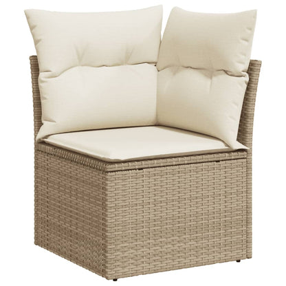 10-Delige Loungeset Met Kussens Poly Rattan Beige