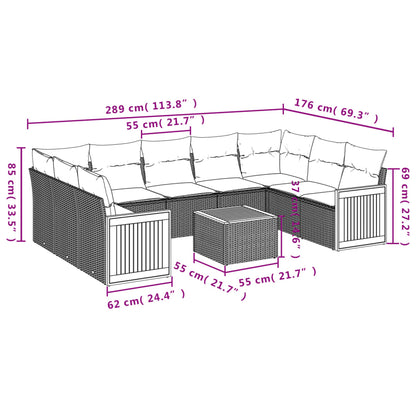 10-Delige Loungeset Met Kussens Poly Rattan Beige
