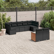 Loungeset 9-delig poly rattan zwart
