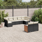Loungeset 9-delig poly rattan zwart