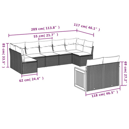 9-Delige Loungeset Met Kussens Poly Rattan Beige