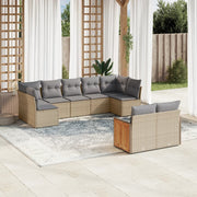 Loungeset 9-delig poly rattan beige