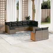 Loungeset 9-delig poly rattan grijs