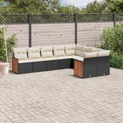 Loungeset 9-delig poly rattan zwart