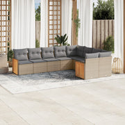 Loungeset 9-delig poly rattan beige