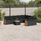 10-Delige Loungeset Met Kussens Poly Rattan Zwart