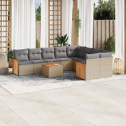 Loungeset 10-delig poly rattan beige