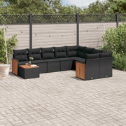 Loungeset 10-delig poly rattan zwart