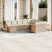 Loungeset 10-delig poly rattan beige