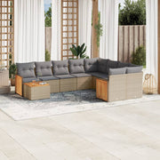 Loungeset poly rattan 10-delig beige
