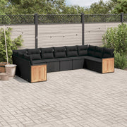 Loungeset 10-delig poly rattan zwart