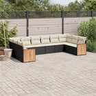 10-Delige Loungeset Met Kussens Poly Rattan Zwart