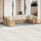 10-Delige Loungeset Met Kussens Poly Rattan Beige