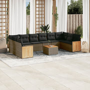 Loungeset 11-delig poly rattan grijs