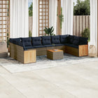 11-piece garden lounge set with cushions, grey poly rattan