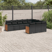 Loungeset 10-delig poly rattan zwart