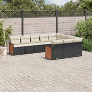 Loungeset 10-delig poly rattan zwart