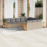Loungeset 10-delig poly rattan beige