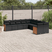 Loungeset 10-delig poly rattan zwart