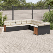 Loungeset 10-delig poly rattan zwart