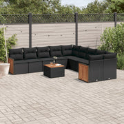 Loungeset 11-delig poly rattan zwart