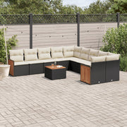 Loungeset 11-delig poly rattan zwart