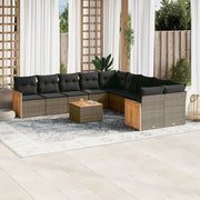 Loungeset 11-delig poly rattan grijs