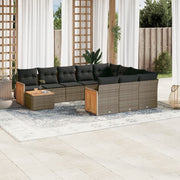 Loungeset 11-delig poly rattan grijs