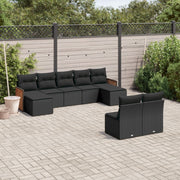 Loungeset 9-delig poly rattan zwart