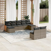 Loungeset 9-delig poly rattan grijs