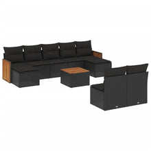 10-Delige Loungeset Met Kussens Poly Rattan Zwart