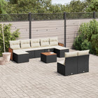 10-Delige Loungeset Met Kussens Poly Rattan Zwart