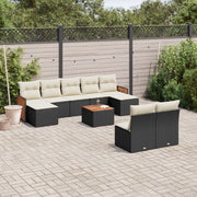 Loungeset 10-delig poly rattan zwart
