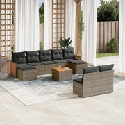 Loungeset 10-delig poly rattan grijs