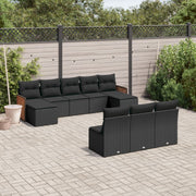 Loungeset poly rattan 10-delig zwart