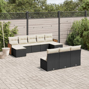 Loungeset 10-delig poly rattan zwart
