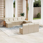 10-Delige Loungeset Met Kussens Poly Rattan Beige