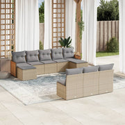 Loungeset 10-delig poly rattan beige