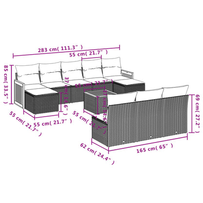11-Delige Tuinset Met Kussens Poly Rattan Beige