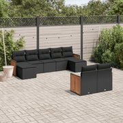 Loungeset 9-delig poly rattan zwart